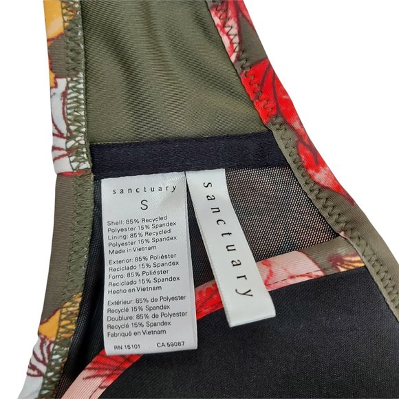 Sanctuary Green Bikini Adjustable Strap Floral Print Womens Size Small - Picture 10 of 10